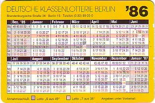 Lotto-Kalender 1986
